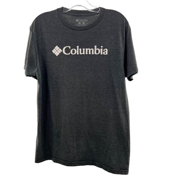 Columbia Logo Unisex Short Sleeve Gray/White T-Shirt Size Medium - Picture 1 of 8